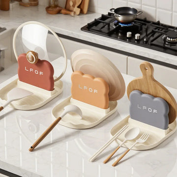 Kitchen Bear Pot Lid Rack, Countertop Style Spoon And Fork Storage Rack, Household Spatula Storage Rack, Can Drain Water