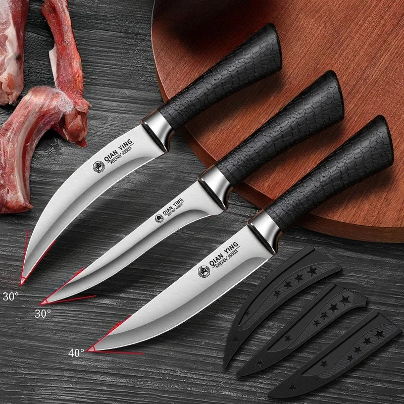 Kitchen Bone Removal Knife Kitchen Knife Made of Stainless Steel Sharp and Curved Blade with a Knife Sheath and Anti-Slip Handle