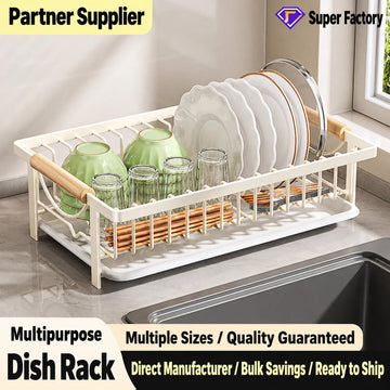 Kitchen Dish Drying Rack, Dish Rack with Drain Tray, Plate Rack, Countertop Organizer for Bowls, Cups, Utensils, Multiple Sizes