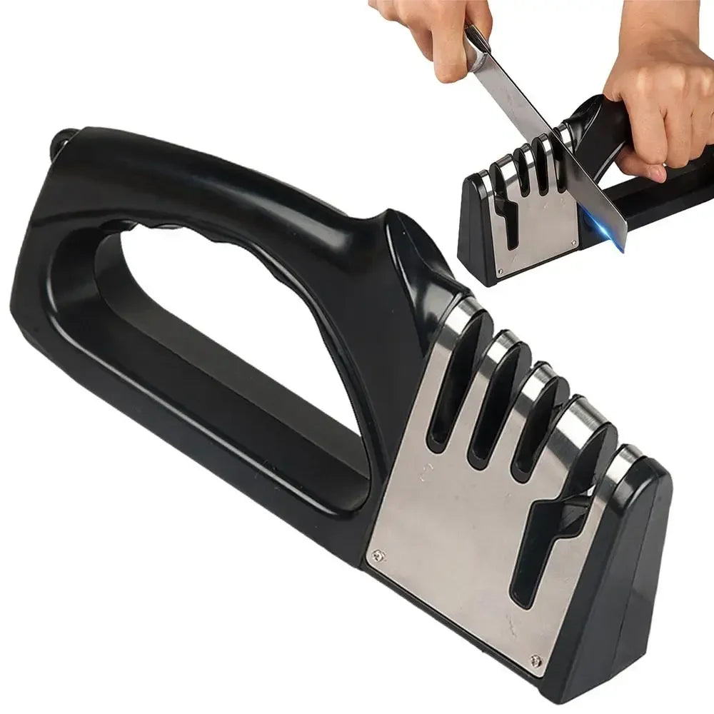 Kitchen 4 Segment Knife Sharpener Multifunctional Portable Non-slip Base Knife Sharpener Household Kitchen Gadgets Accessories