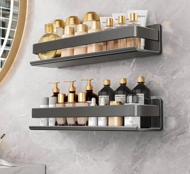 Kitchen Carbon Steel Storage Dish Rack For Seasonings Wall-mounted Multi-functional Hanging Shelf Without Drilling Holes
